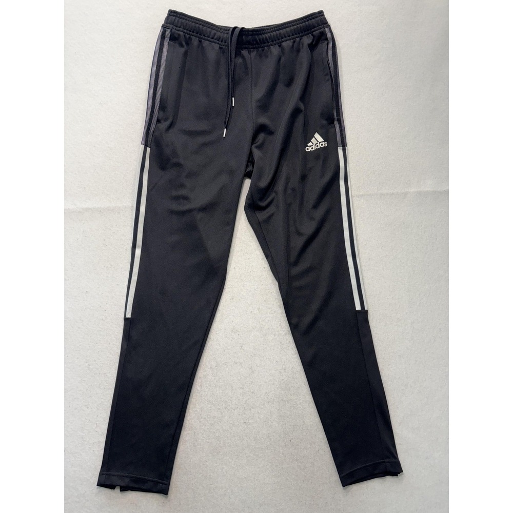 Adidas Track Pants Mens Medium Black AEROREADY Elastic Waist Side Stripe